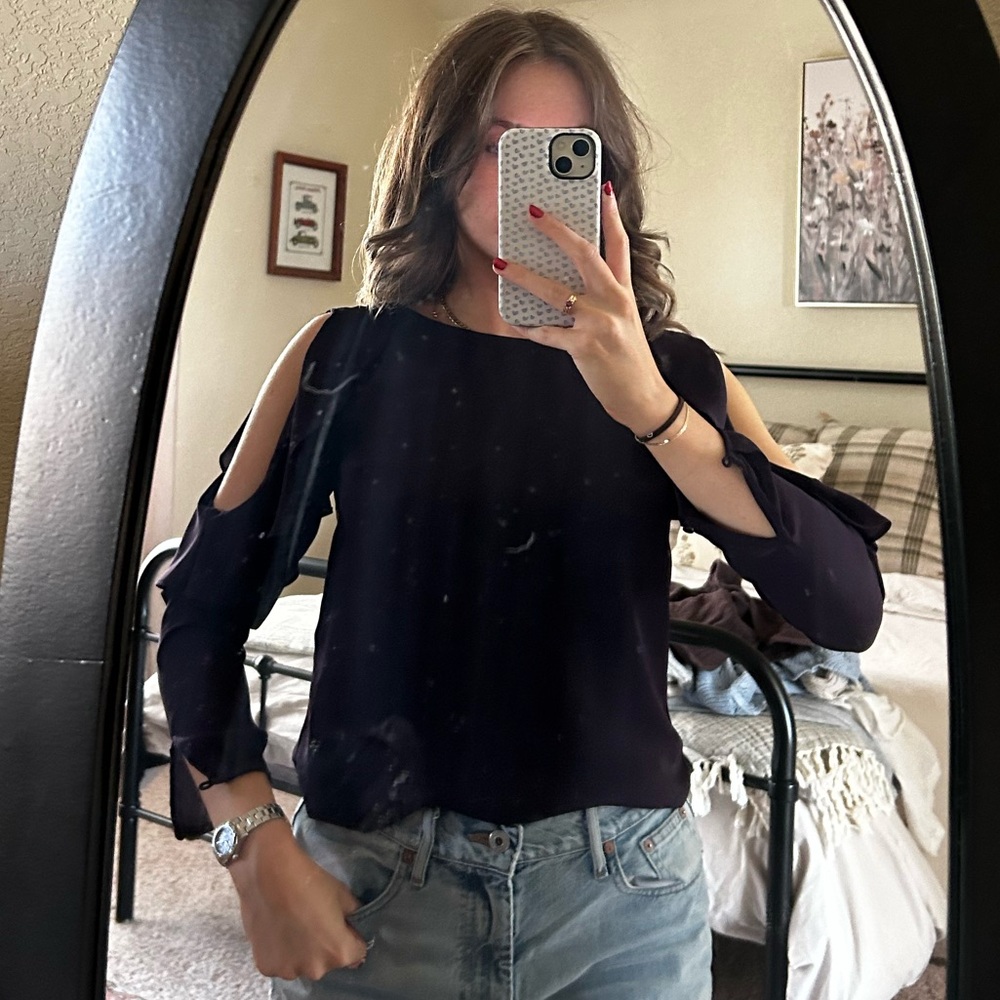 Banana Republic Plum Cold Shoulder Blouse